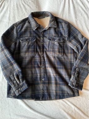 Free Country XL Sherpa Lined Plaid Shirt Jacket Blue